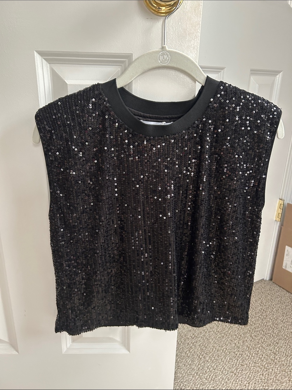 Black Sequin Sleeveless Top